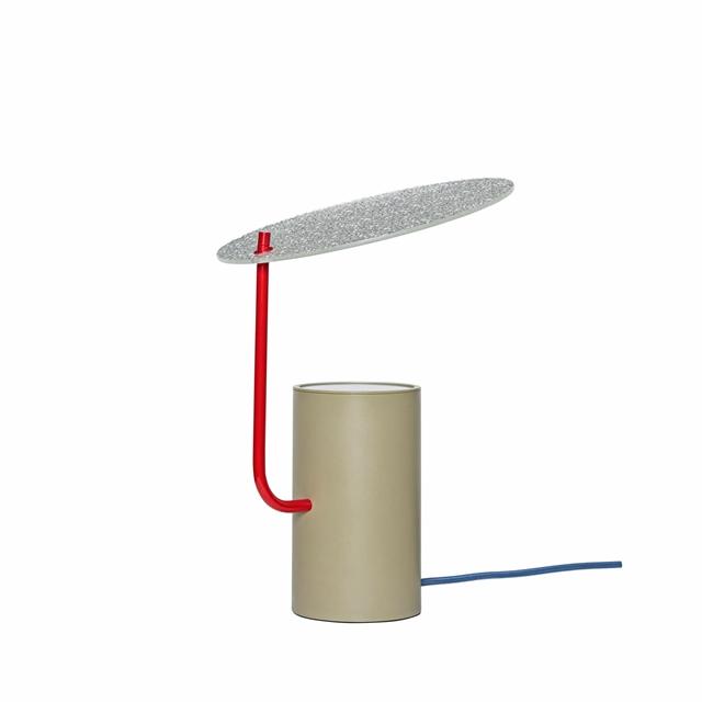 Hübsch Disc Bordlampe Khaki/Rød/Tekstureret