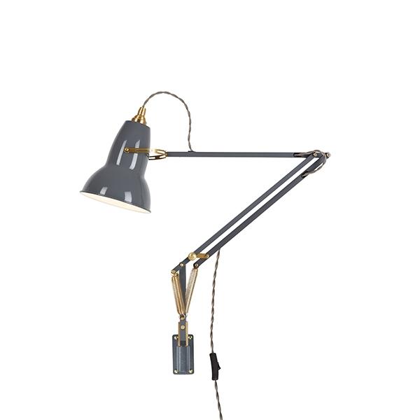Anglepoise Original 1227 Messing Lampe med Vægbeslag Elephant Grey