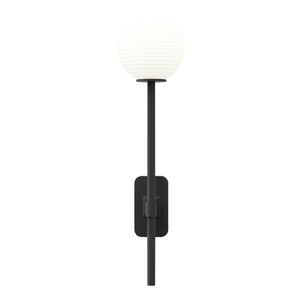 Astro Tacoma Single Grande Wall Lamp Matt Black & Grooved Shade Opal