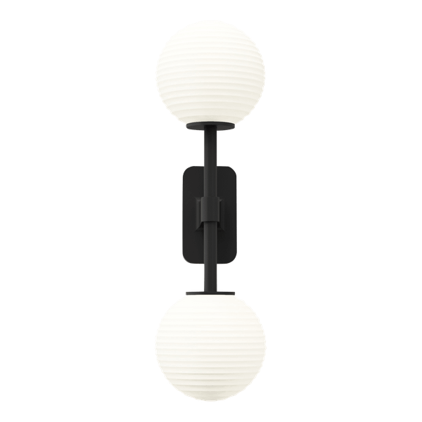 Astro Tacoma Twin Wall Lamp Matt Black & Grooved Shade Smoked