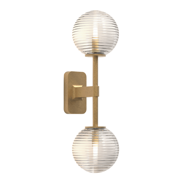 Astro Tacoma Twin Wall Lamp Antique Brass & Grooved Shade Transparent