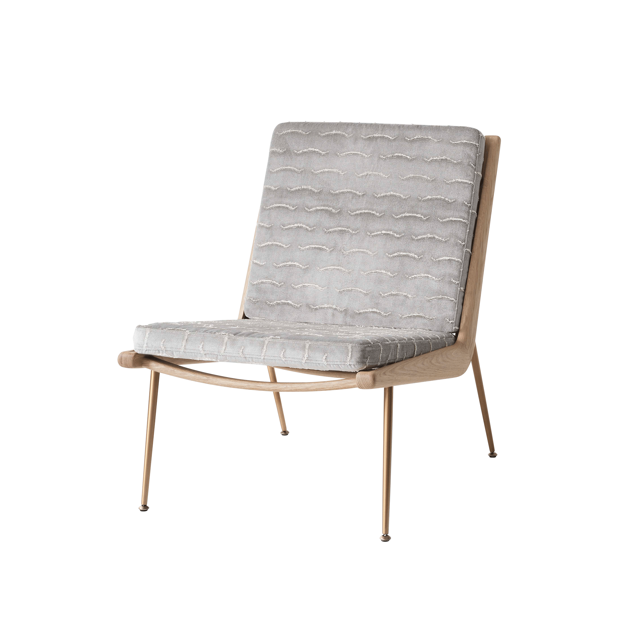 &Tradition Boomerang HM1 Fauteuil Chêne Huilé Blanc/Nouvelles Vagues Argent Rock