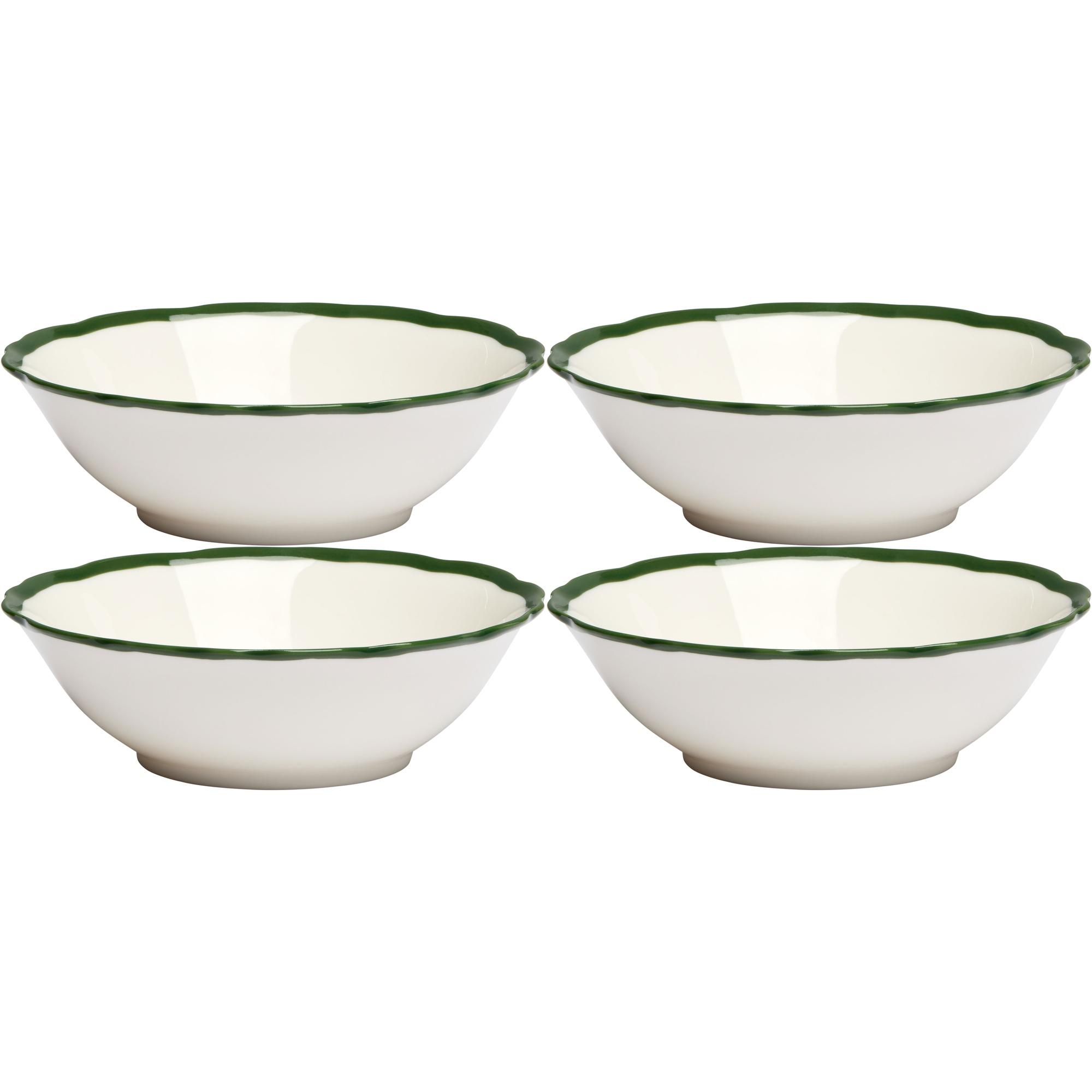 Decotique Fleur Kulho 15 cm 4 kpl setti Valkoinen/Tummanvihreä