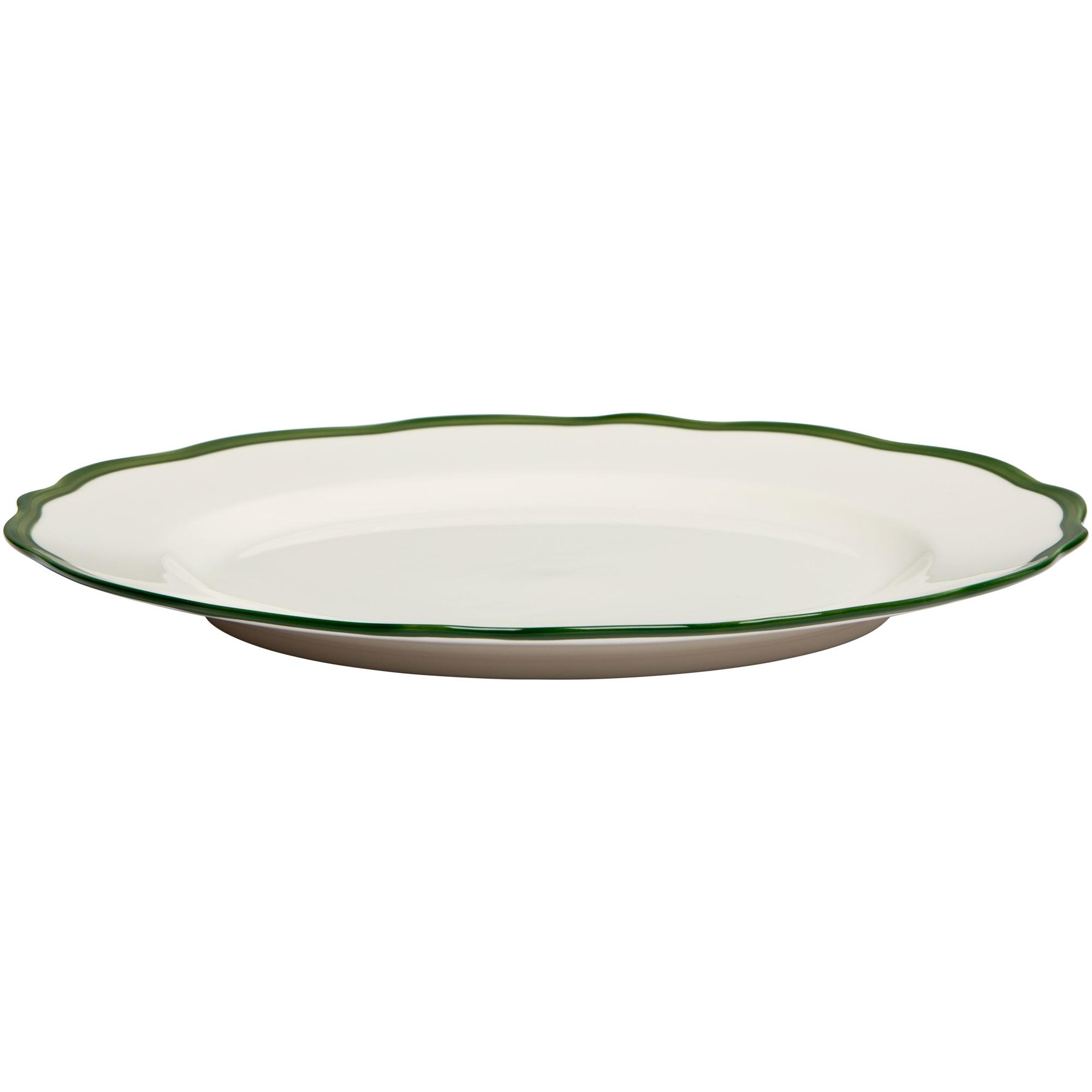 Decotique Fleur Bord 28 cm Set van 4 Wit/Donkergroen