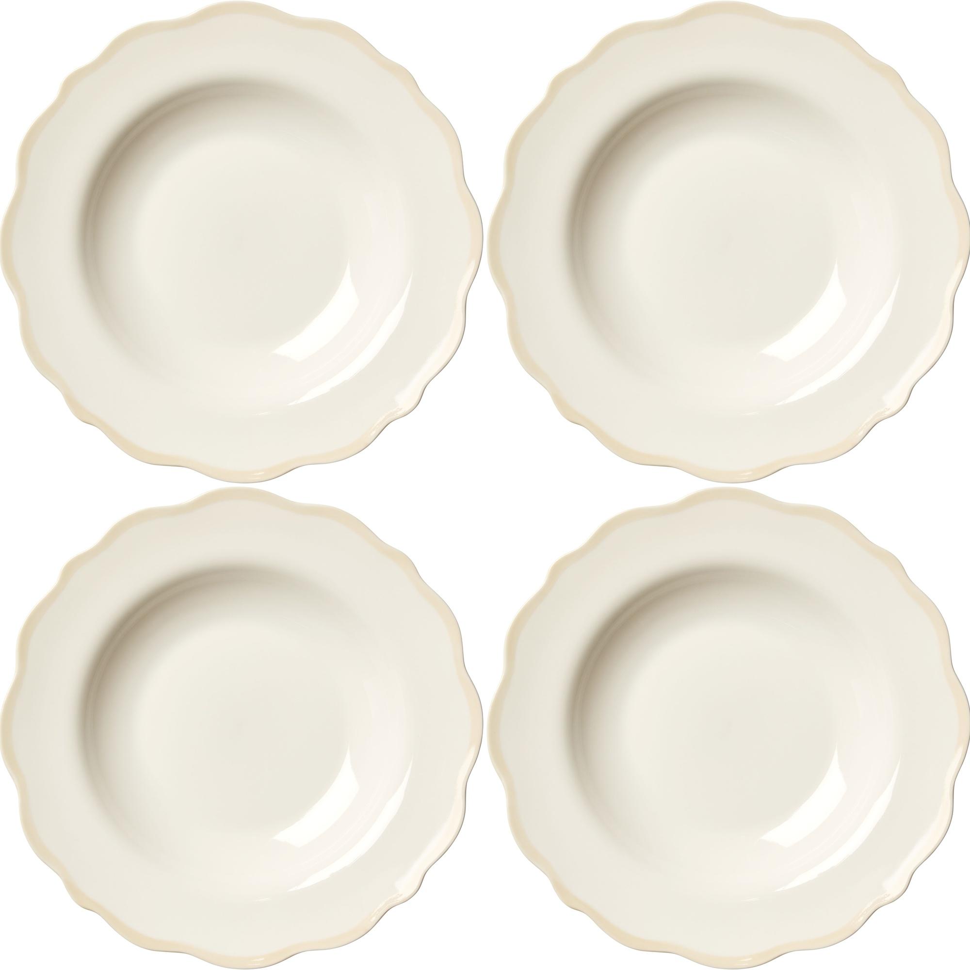 Decotique Fleur Schaal 23 cm Set van 4 Wit/Zand