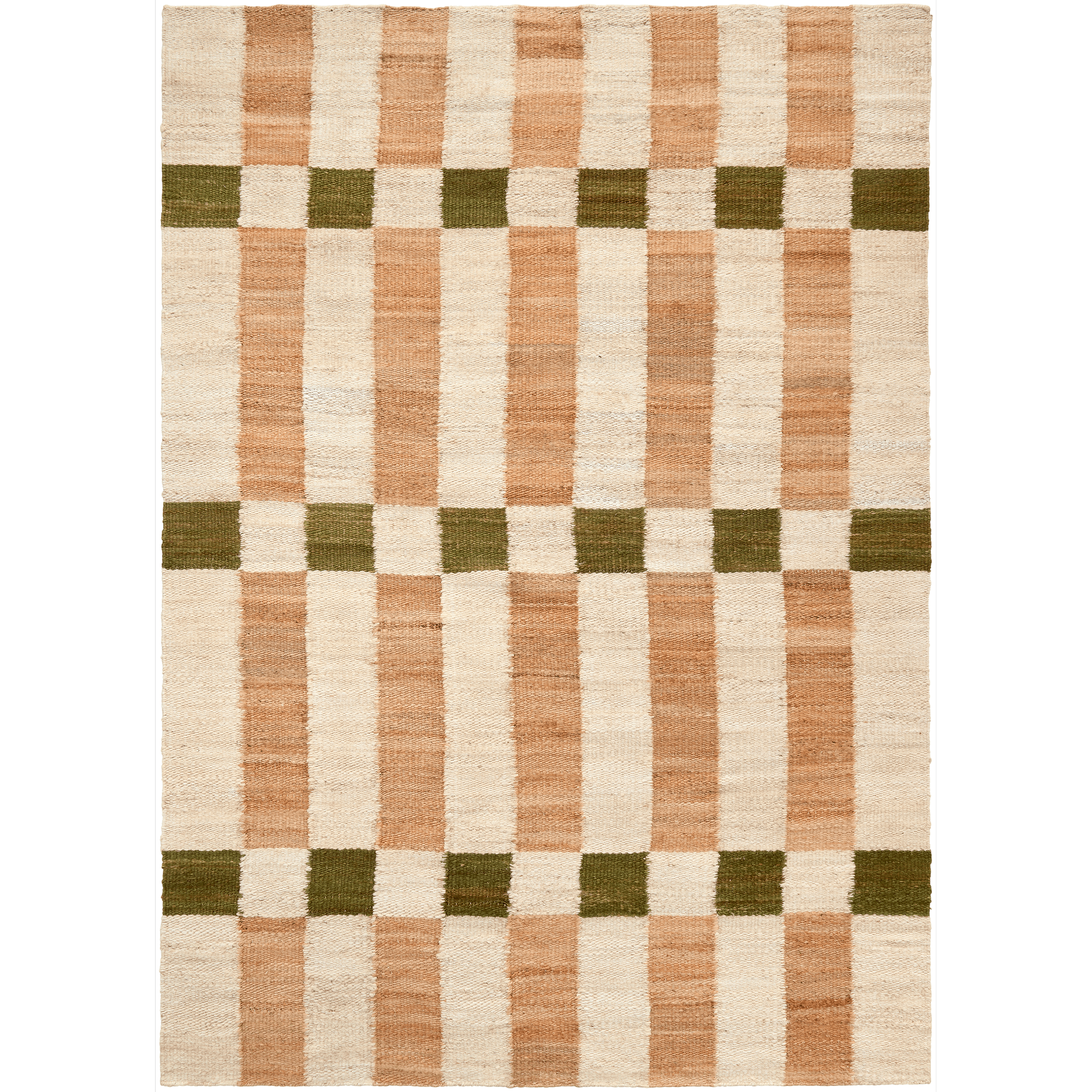Decotique Checks Vloerkleed 180x270 Natural/Groen