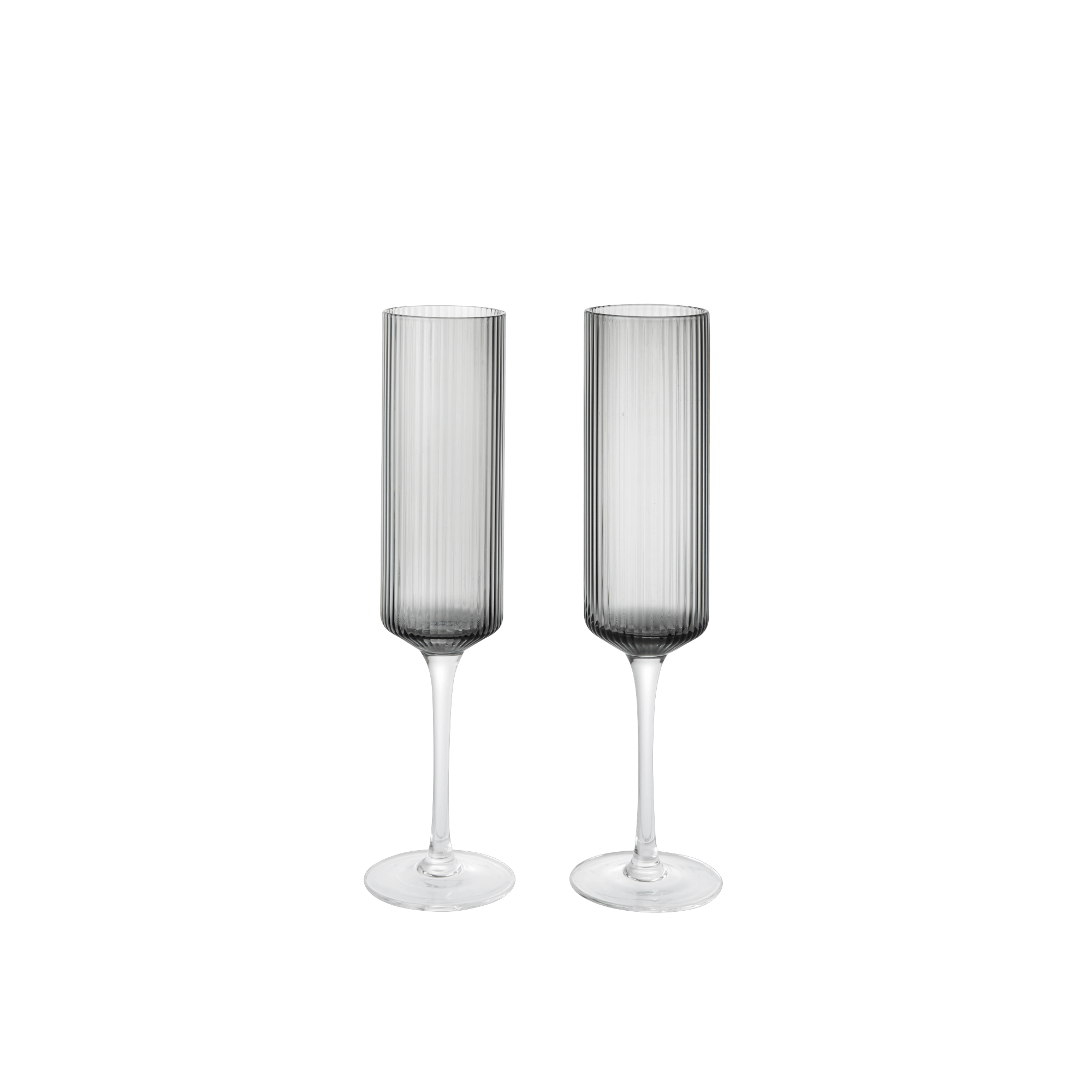 Ferm Living Ripple samppanjalasit 15cl, 2 kpl, savunharmaa