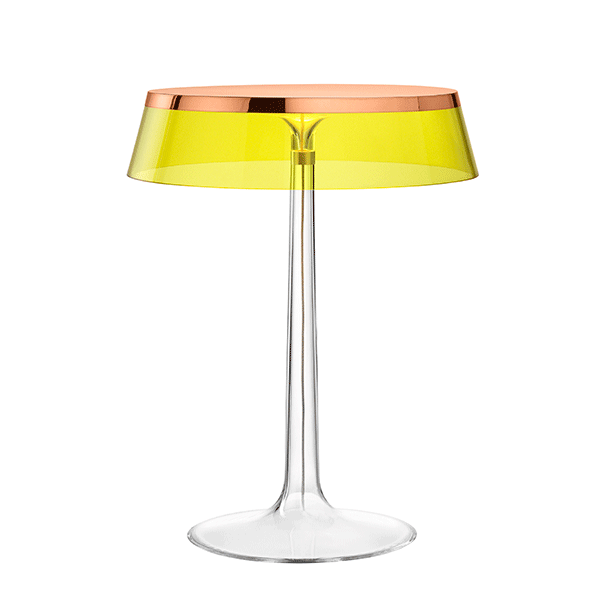 Flos Bon Jour Table Lamp Copper Frame and yellow shade