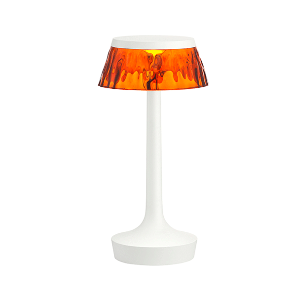 Flos Bon Jour Unplugged Tafellamp Wit Frame en Amber Lampenkap