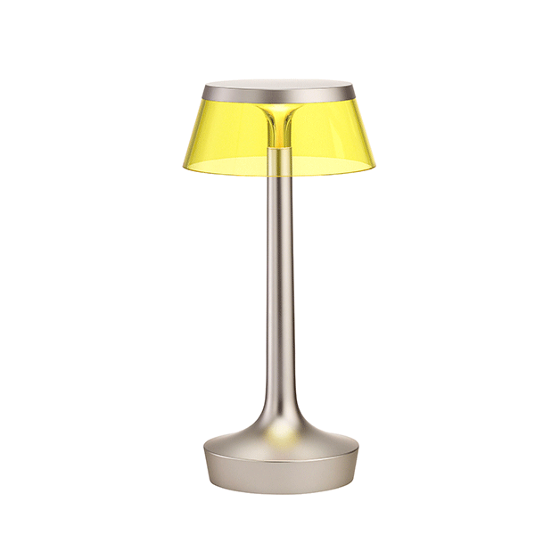 Flos Bon Jour Unplugged Table Lamp Mat Bronze Frame and yellow shade