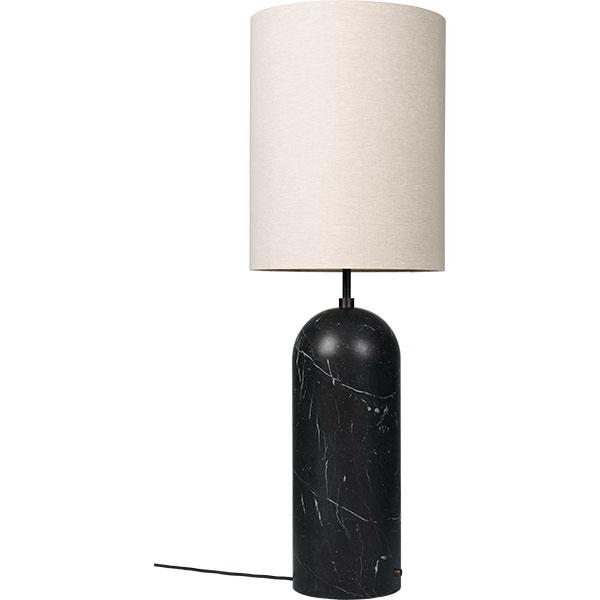 GUBI Gravity Vloerlamp Zwart Marmer en Canvas Lampenkap XL Hoog