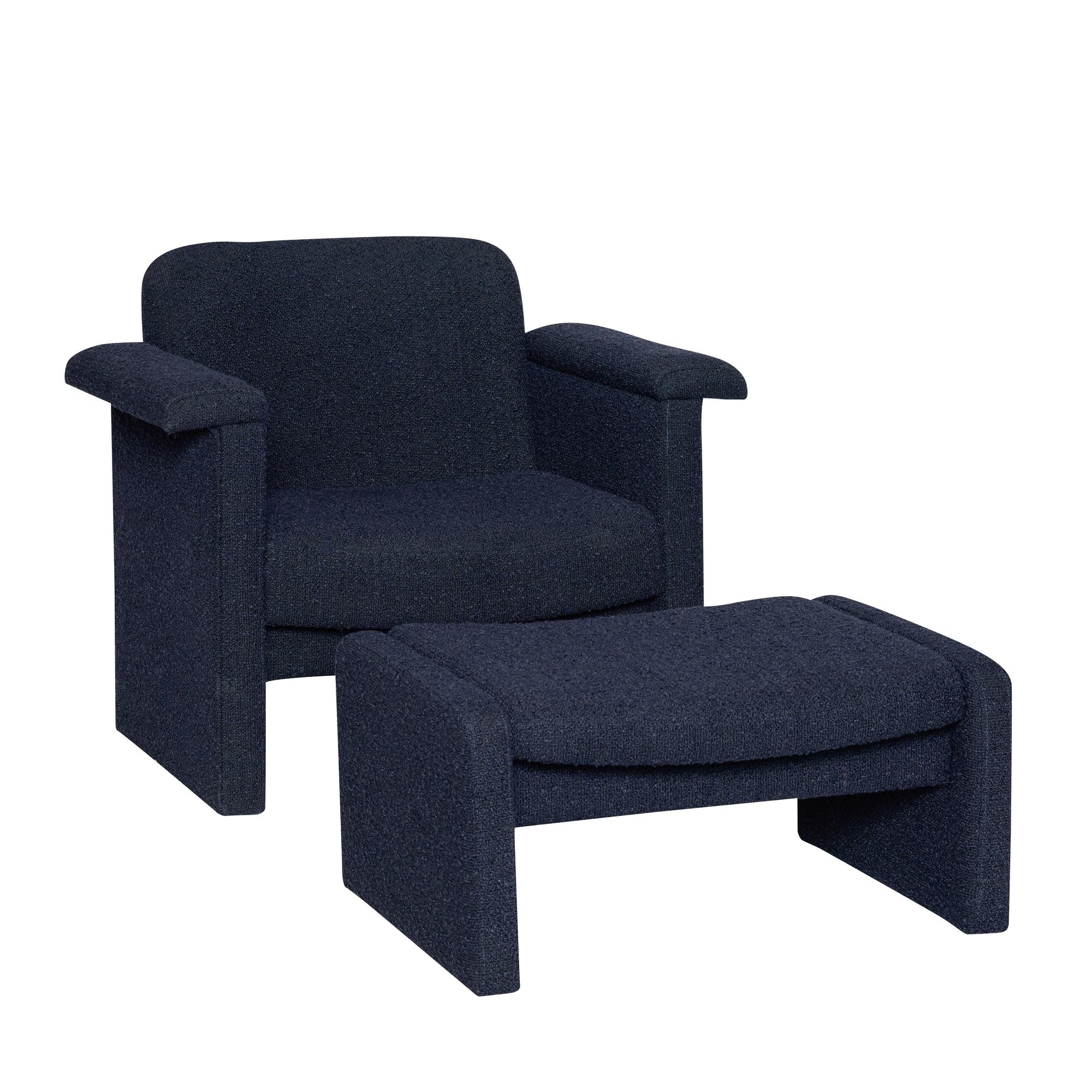 Sillón Hübsch Softy con puf, Azul Oscuro