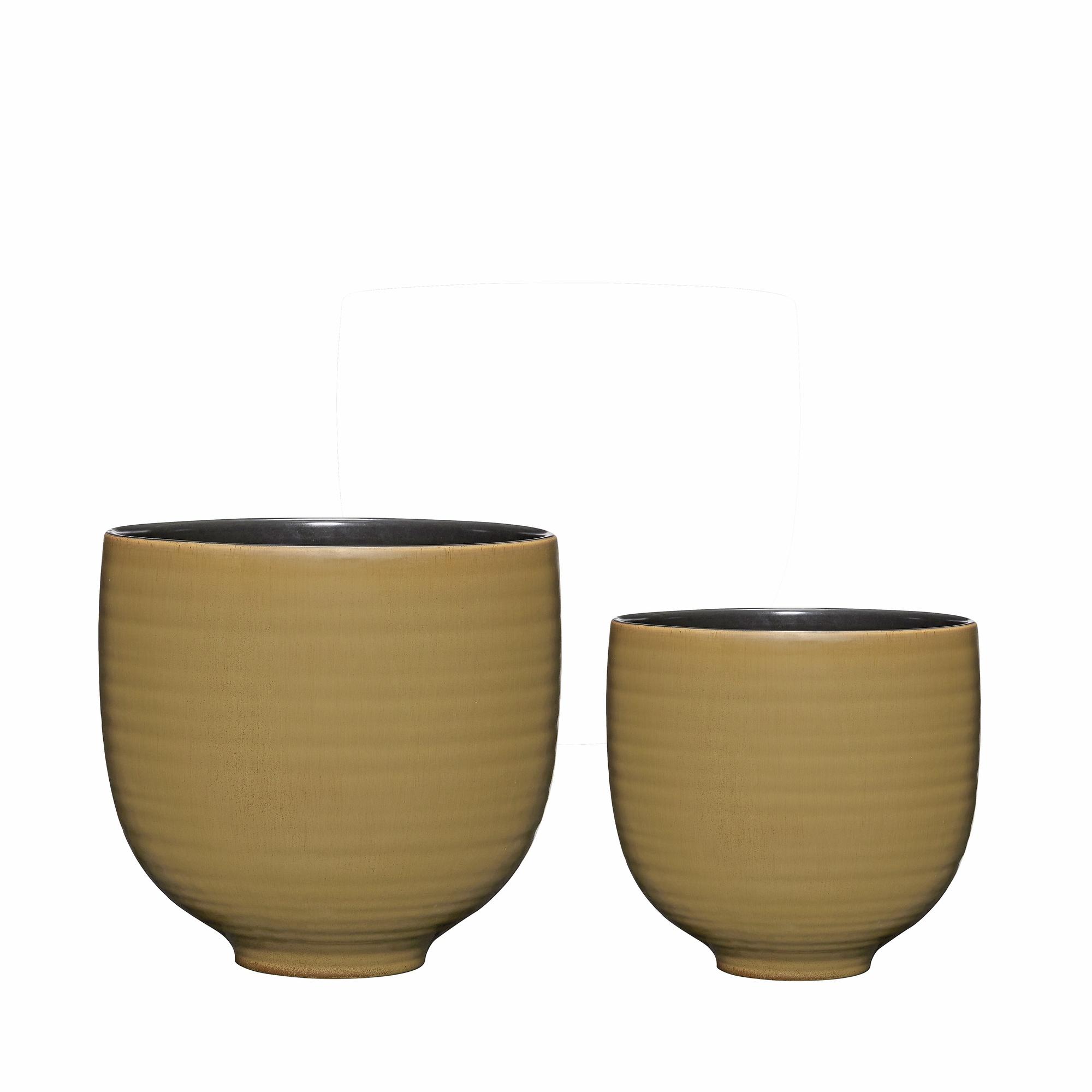 Hübsch Yuka Pot Set di 3 Verde