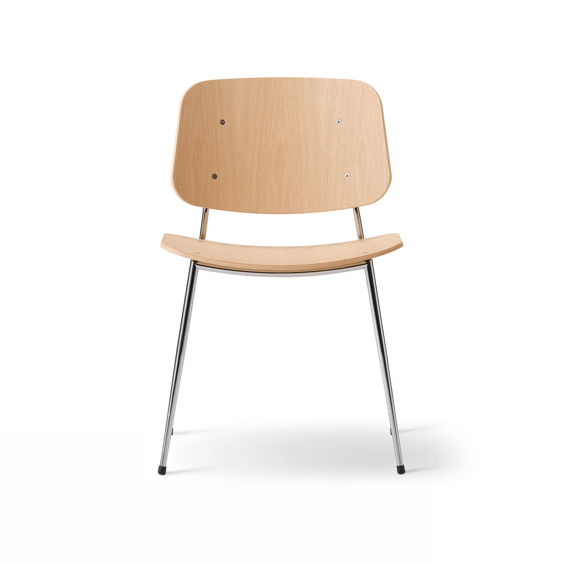 Fredericia Furniture SÃ¸borg Metal Dining Chair Tube Base Lacquered Oak/Steel
