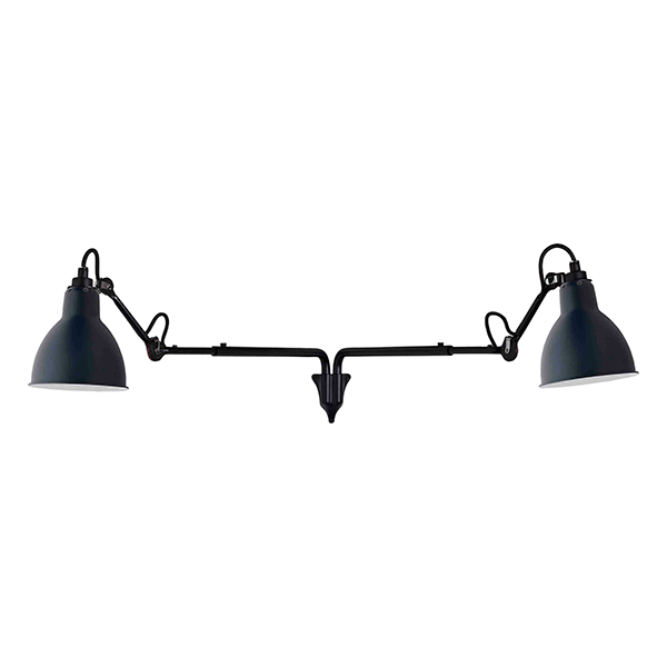 Lampe Gras N203 wall lamp Double mat black & mat blue