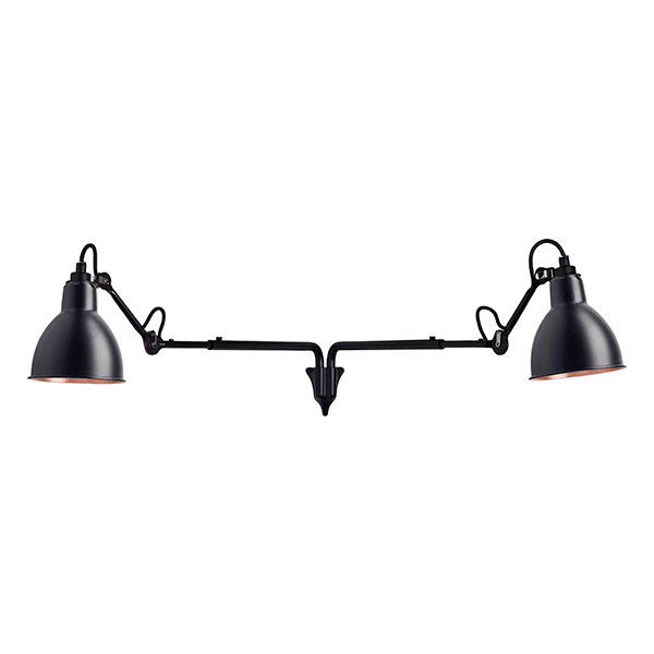 Lampe Gras N203 Væglampe Double Mat Sort & Mat Sort & Kobber