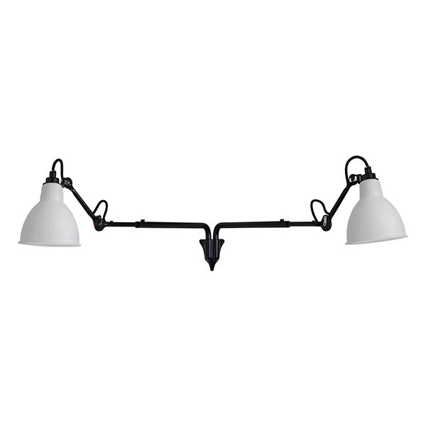 Lampe Gras N203 Væglampe Double Mat Sort & Opal Glasskærm