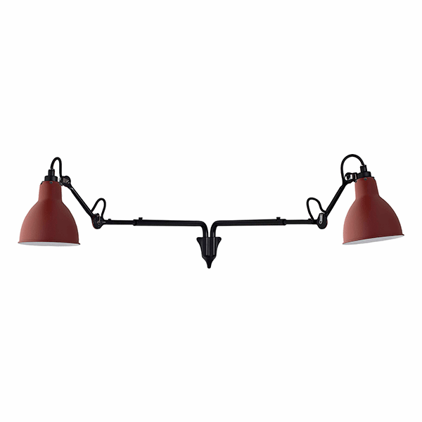 Lampe Gras N203 Applique murale Double Noir mat et Rouge mat