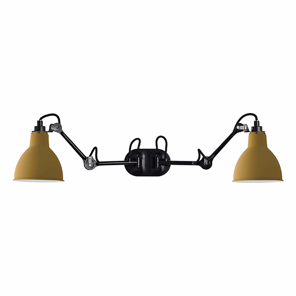 Lampe Gras N204 Applique murale Double Noir mat et Jaune mat