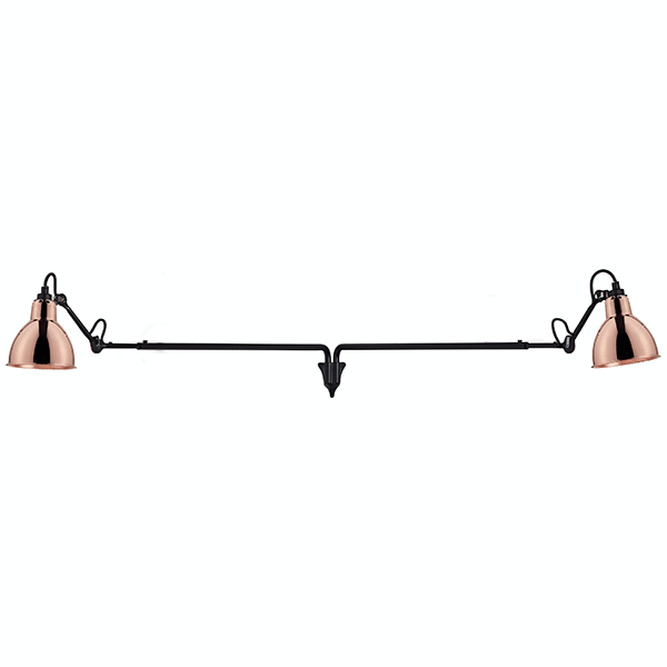 Lampe Gras N213 wall lamp Double mat black & copper