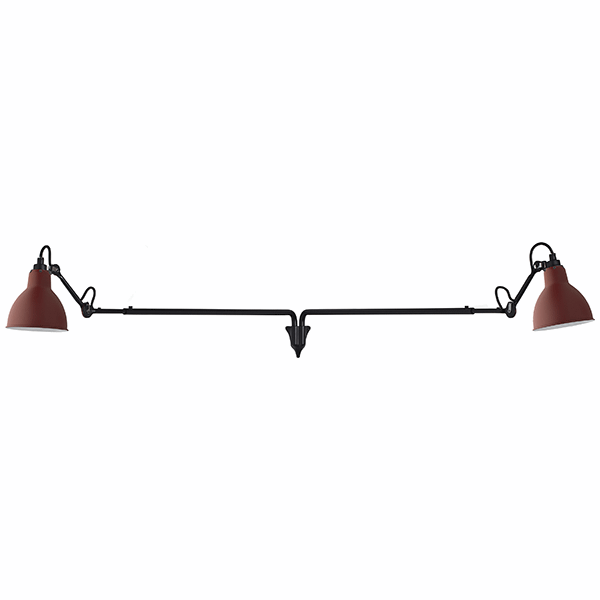 Lampe Gras N213 Applique murale Double Noir mat et Rouge mat