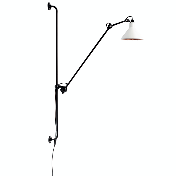 Lampe Gras N214 wall lamp mat black & mat white/copper