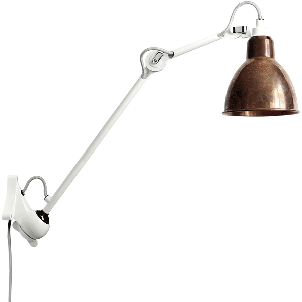 Lampe Gras N222 Kinkiet Biały i Surowa Miedź