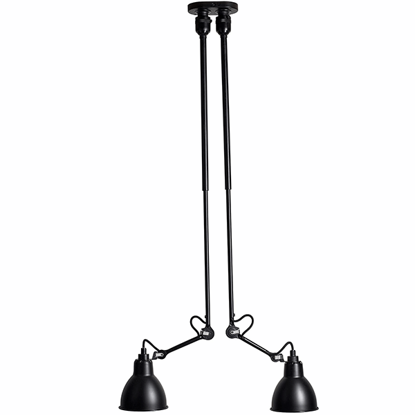 Lampe Gras N302 Plafonnier Double Noir mat