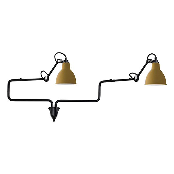 Lampe Gras N303 Wandleuchte Double Matt Schwarz & Matt Gelb