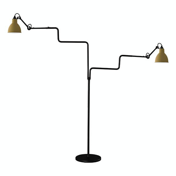 Lampe Gras N411 floor lamp Double mat black & mat yellow