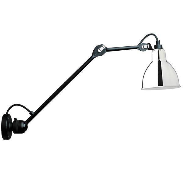 Lampe Gras N304 L40 Applique Murale Noir Mat & Chrome Câblé