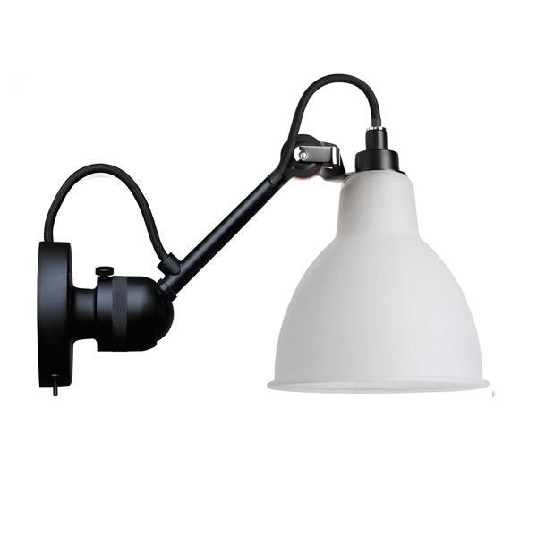Lampe Gras N304 Væglampe Mat Sort & Opal Glas Med Tænd/Sluk