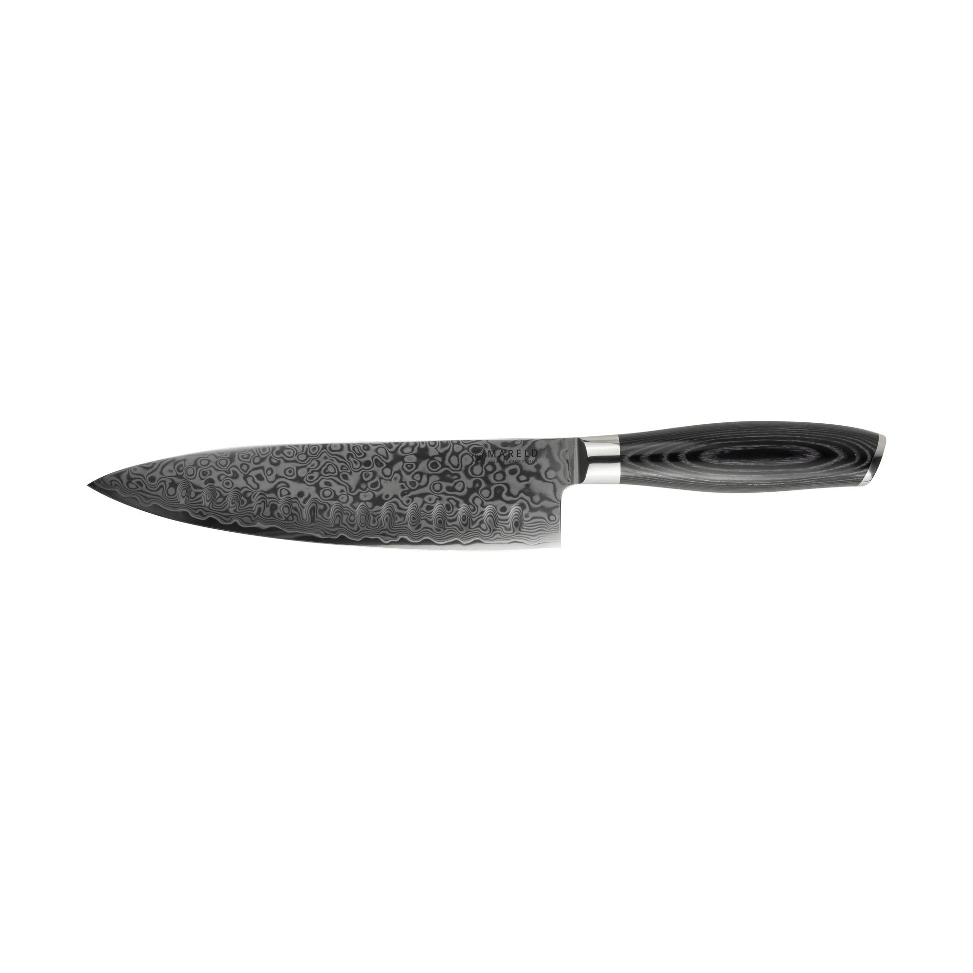 Mareld Akio Japanisches Kochmesser mit Olivenschliff, 21 cm, Schwarz