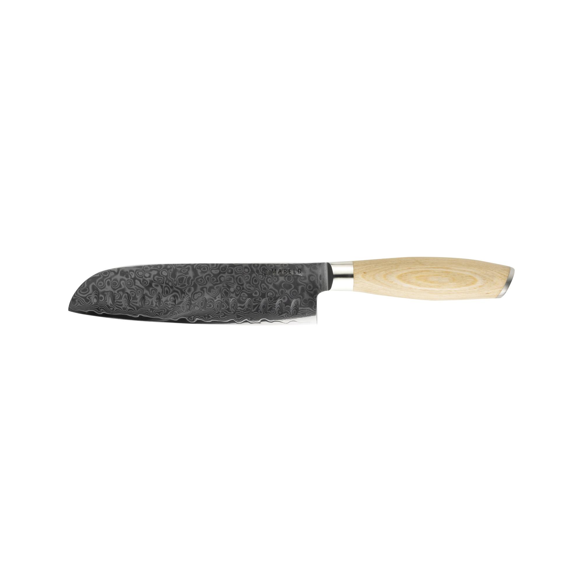 Mareld Akio Japanisches Santokumesser mit Olivenschliff, 18 cm, Holz