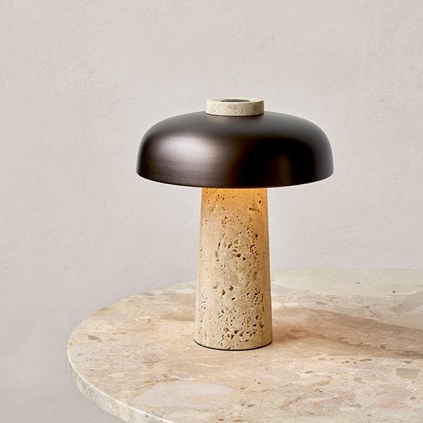Reverse Table lamp in Travertine & Bronzed Brass from MENU See the