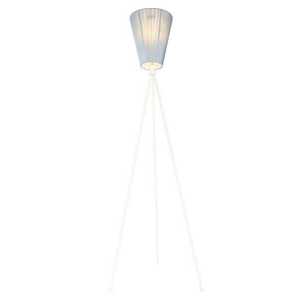 Northern Oslo Wood Gulvlampe Hvit Fot Lyseblå Skjerm