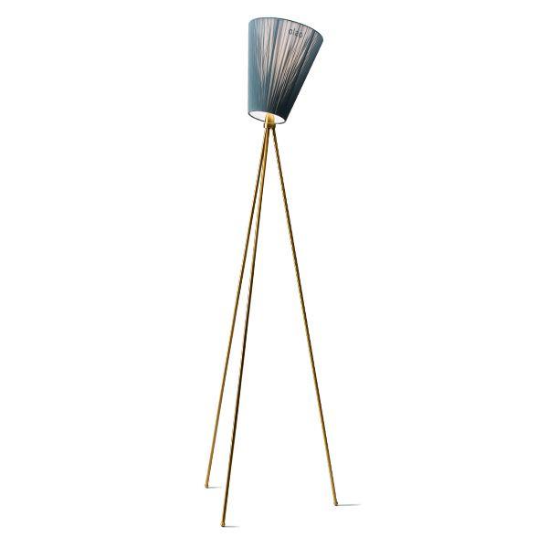 Northern Oslo Wood Floor Lamp Gold Base & Green Shade