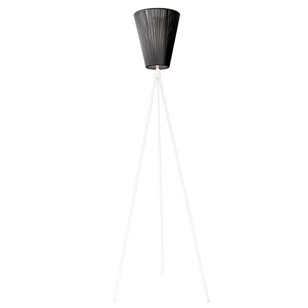 Northern Oslo Wood Lampadaire Pied Blanc et Abat-jour Noir