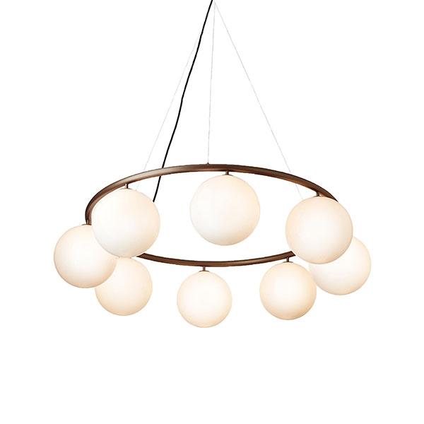 Lampadario Circolare Nuura Miira 8 Bronzo scuro/Bianco Opale