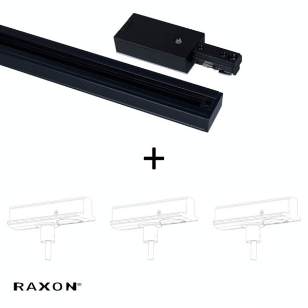 Raxon Pendelschiene 180 cm Inkl. 3 Stk Pendeladapter Schwarz
