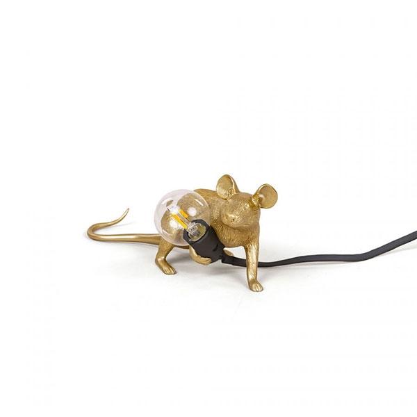 Seletti Mouse Lop Lying Down Bordlampe Guld