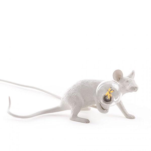 Lampada da Tavolo Seletti Mouse Lop Sdraiata Bianco