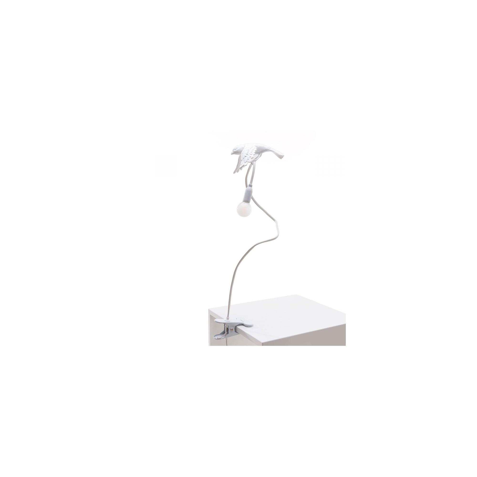 Seletti Sparrow Taking Off Lampada da Tavolo con Clip Bianco