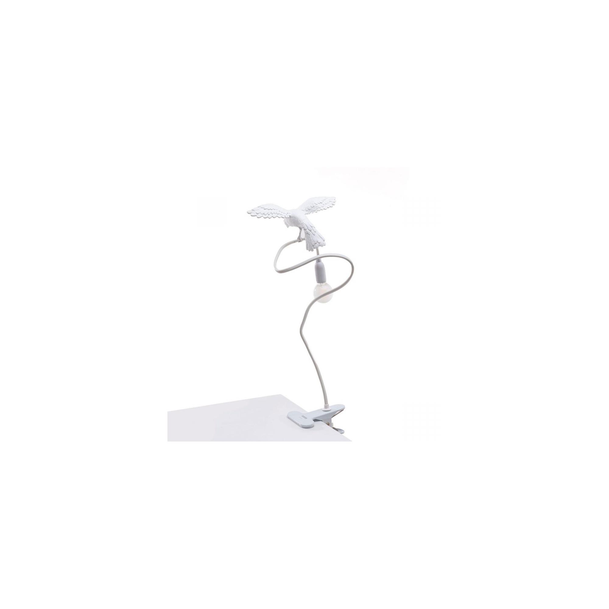 Seletti Sparrow Cruising Lámpara de Mesa Con Clip Blanco