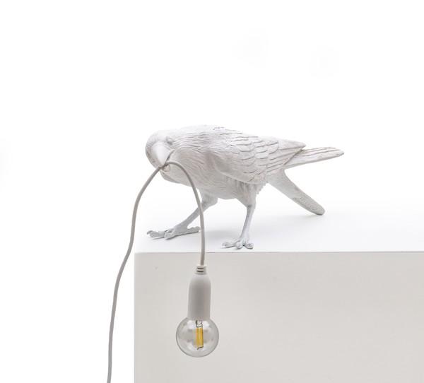 Seletti Bird Playing Bordlampe Hvid Udendørs