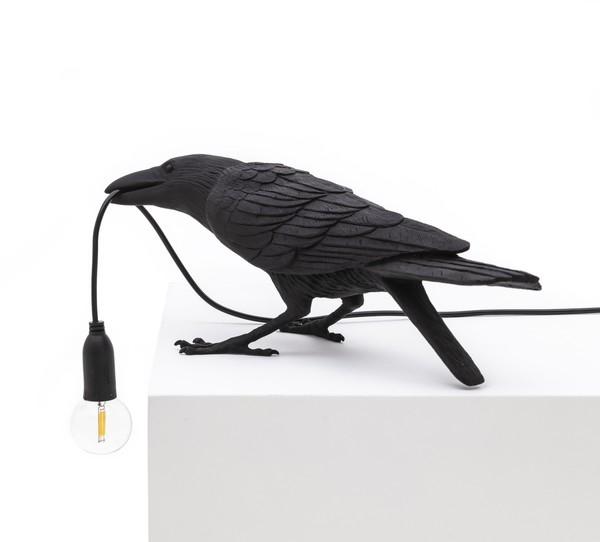 Seletti Bird Playing Bordlampe Sort Udendørs