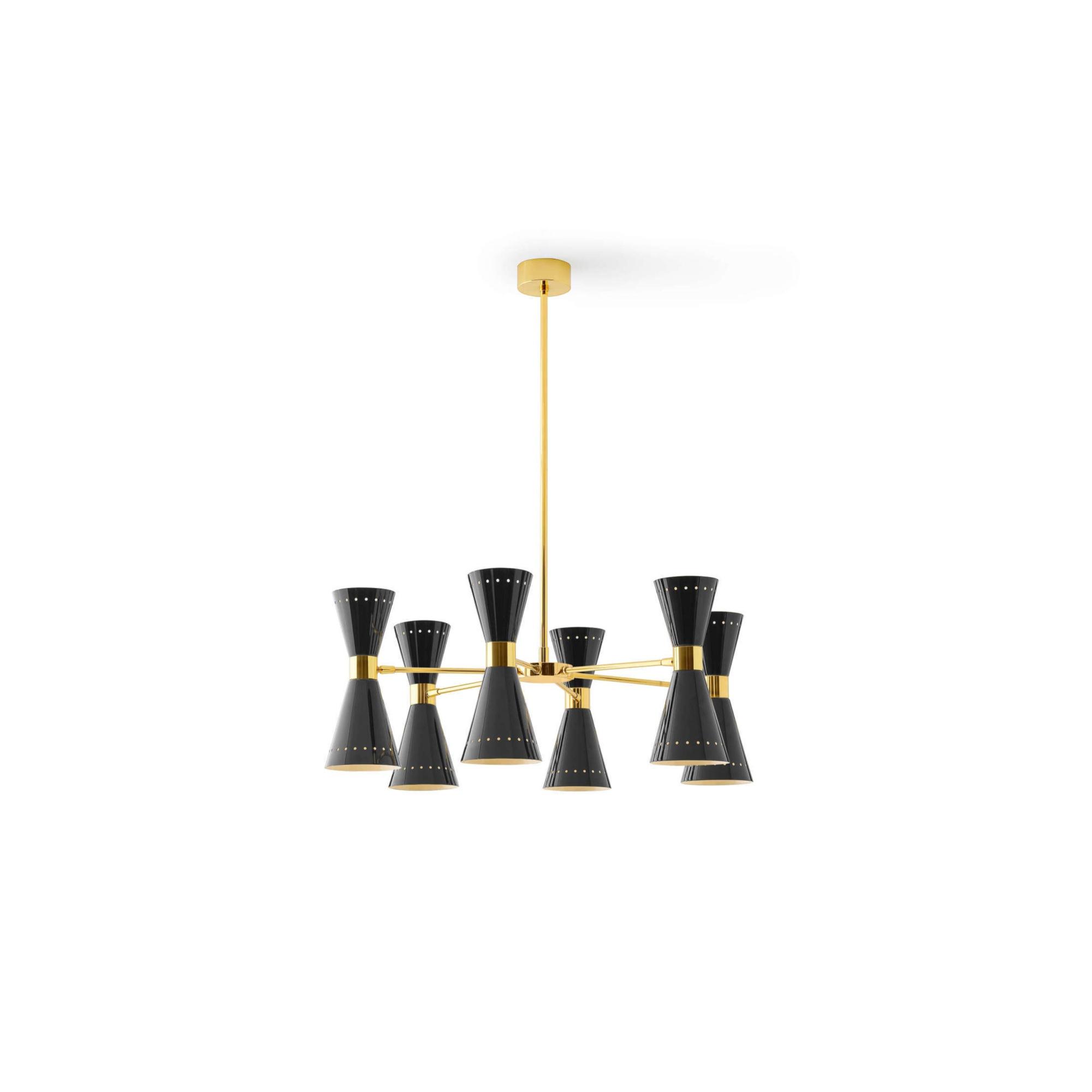 Stilnovo Megafono Taklampa 12 Guld/ Svart/Elfenben