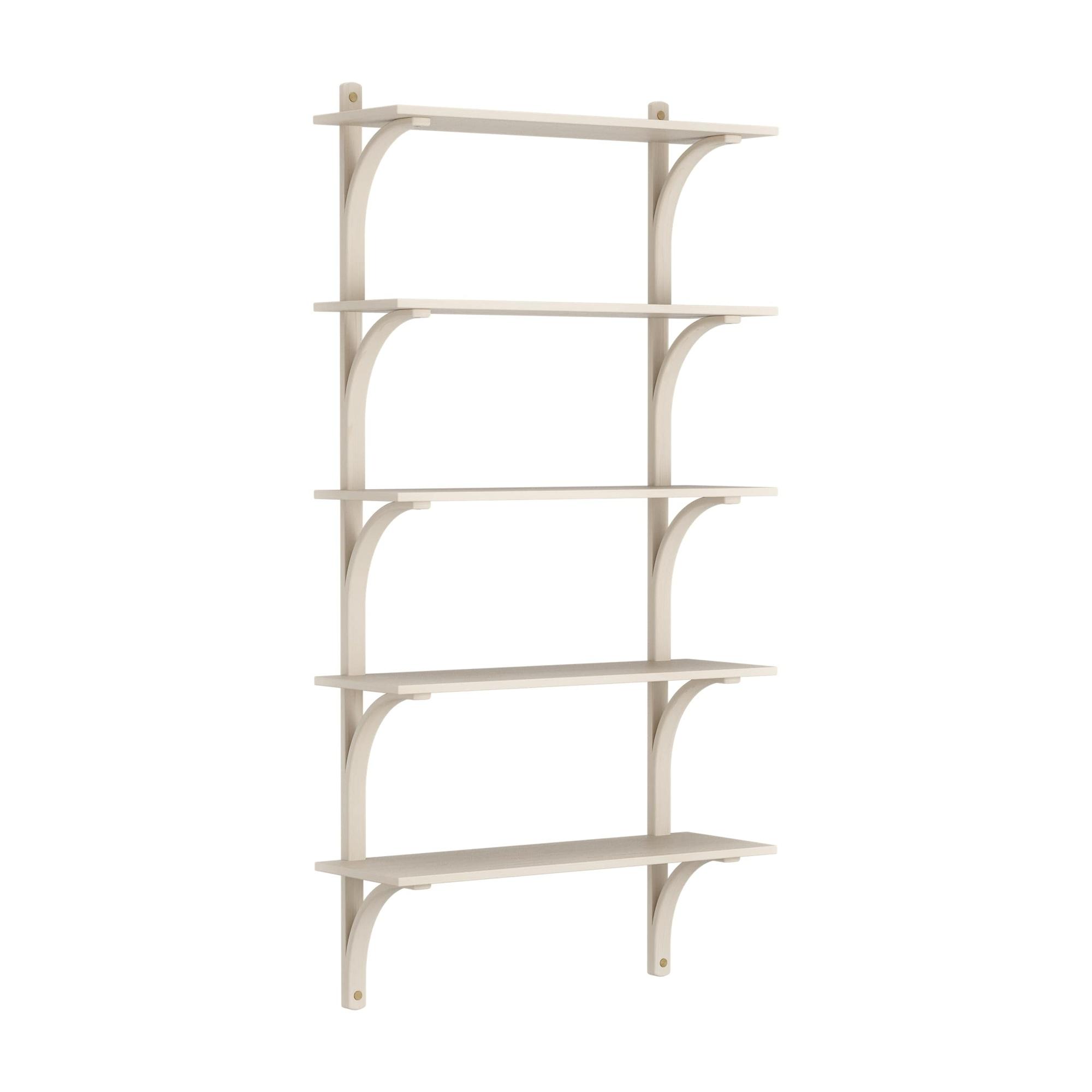 Estantería sueca Levi 90 cm 5 estantes Latón/ Fresno lacado pigmentado blanco