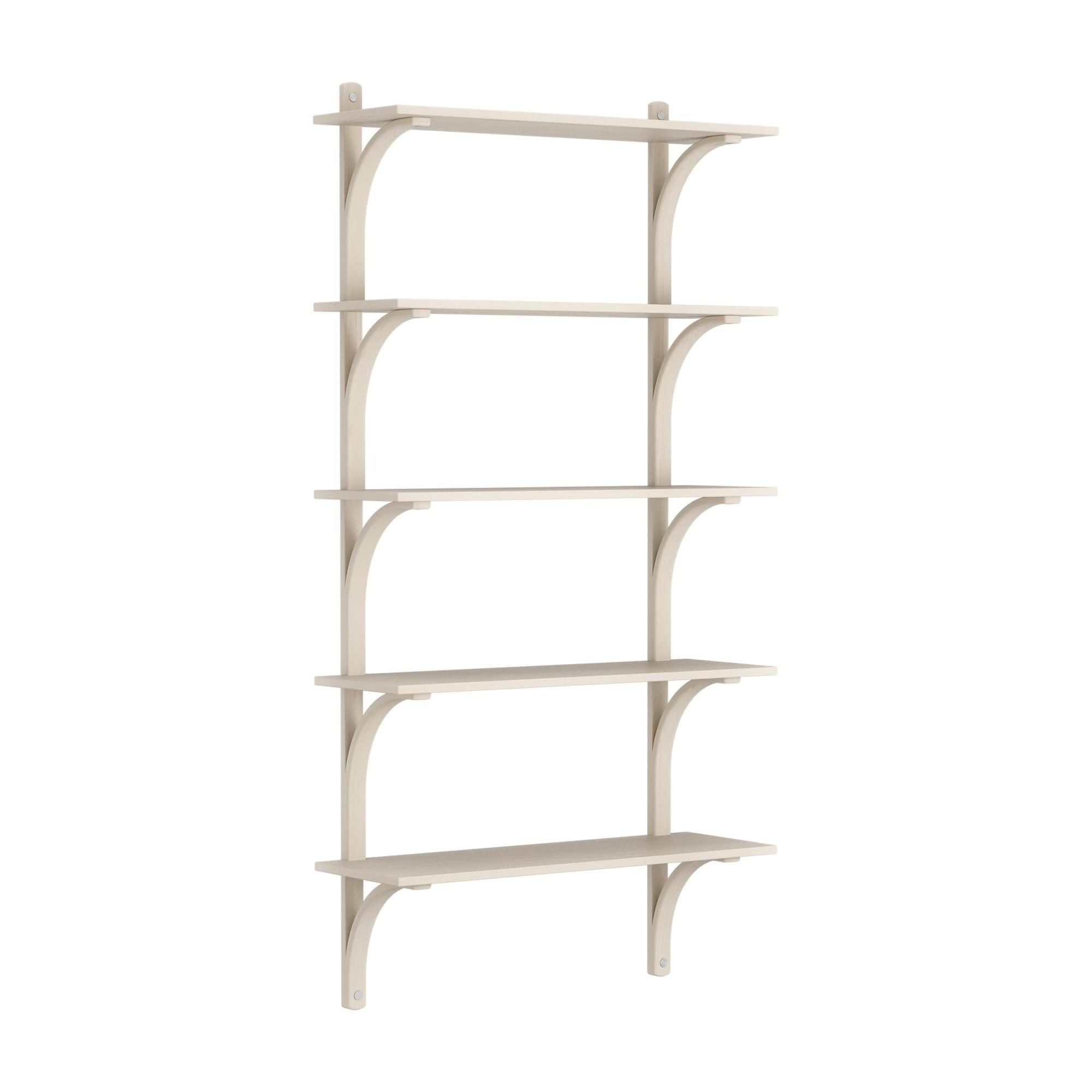 Estantería sueca Levi 90 cm 5 estantes Aluminio/ Fresno lacado pigmentado blanco