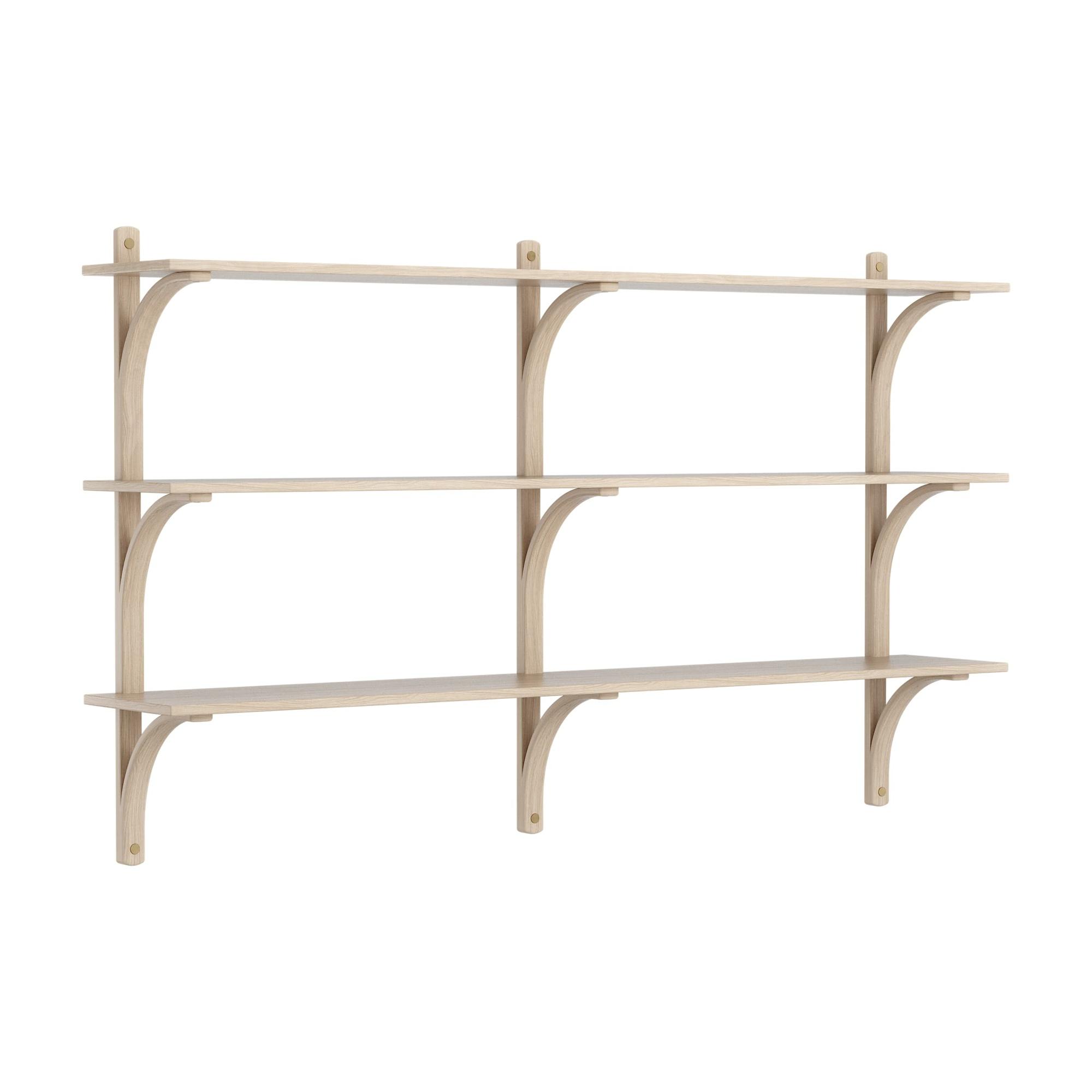 Swedese Levi Shelf 180 cm 3 Shelves Brass/ White Pigmented Lacquered Oak